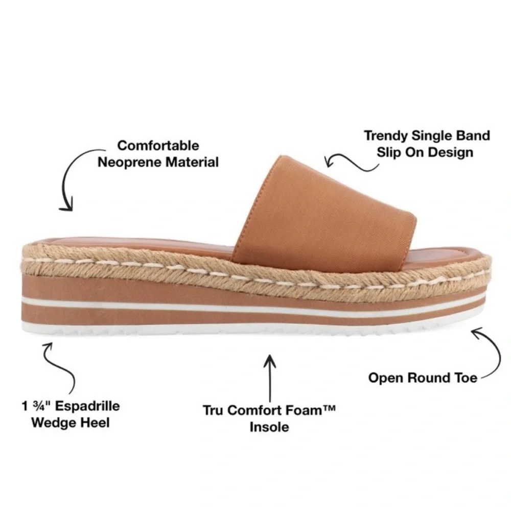 ⭐️ NWT Journee Collection Rosey Wedge Heel Platform Espadrille Sandals in Tan